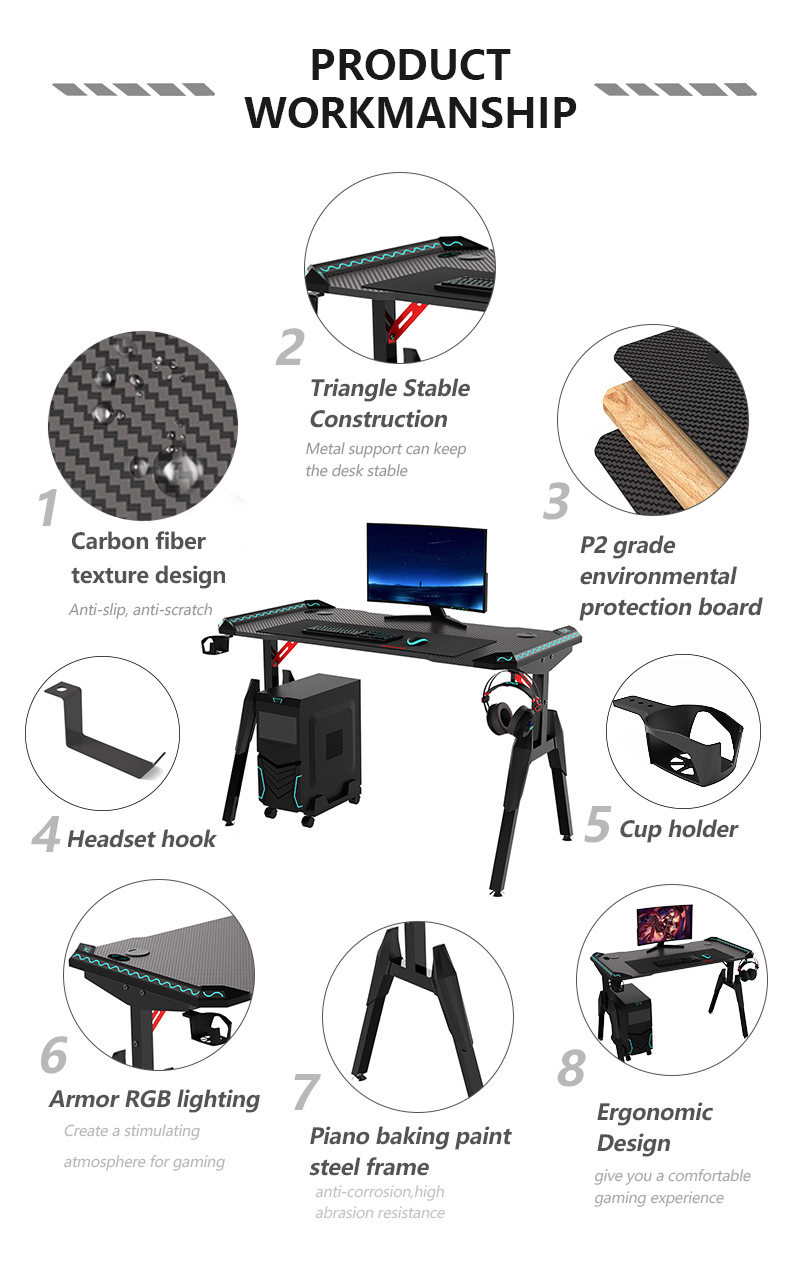 T Shaped Eco-friendly Ergonomic Design Office Gaming Desk T1-C Т-образный экологически чистый эргономичный дизайн офисного игрового стола T1-C