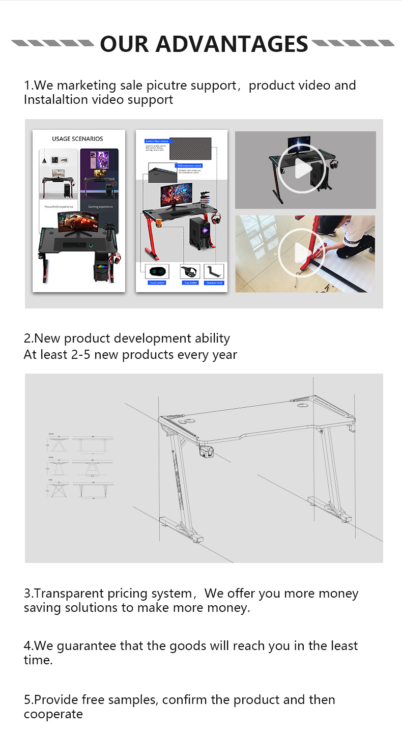 T Shaped Eco-friendly Ergonomic Design Office Gaming Desk T1-C Т-образный экологически чистый эргономичный дизайн офисного игрового стола T1-C