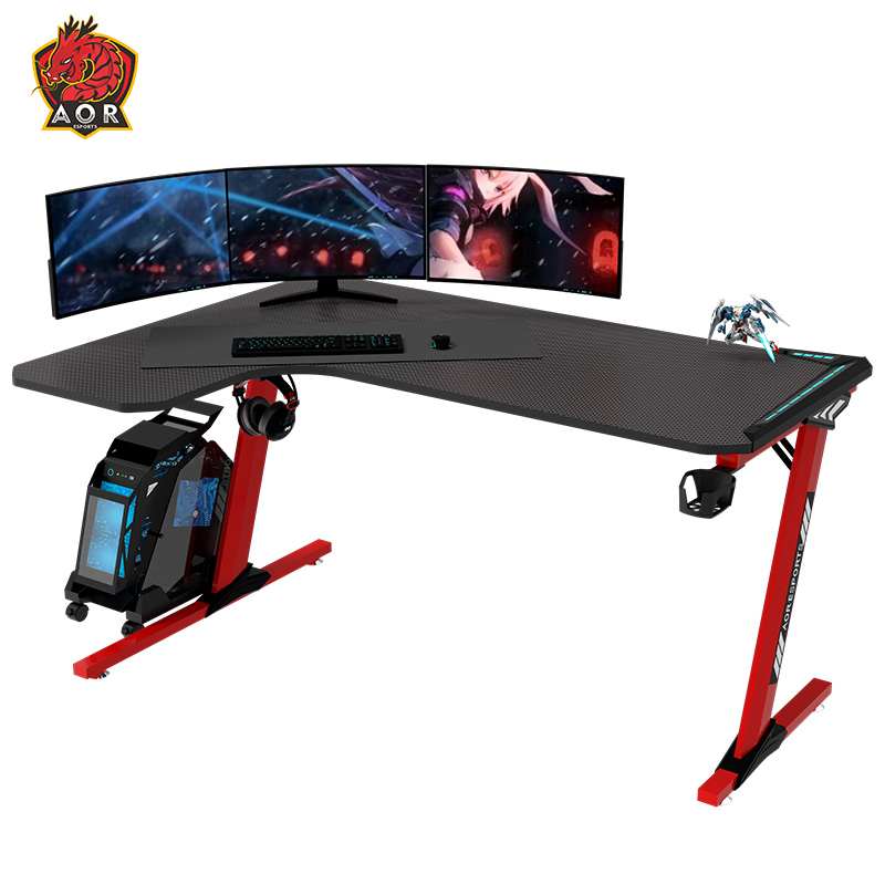 Игровой стол Aor Esports L-образной формы из экологически чистой ДСП с RGB подсветкой, 140/160 см L1-7
