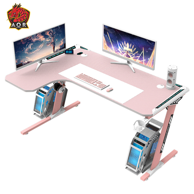 Игровой стол Aor Esports L-образной формы из экологически чистой ДСП с RGB подсветкой, 140/160 см L1-7