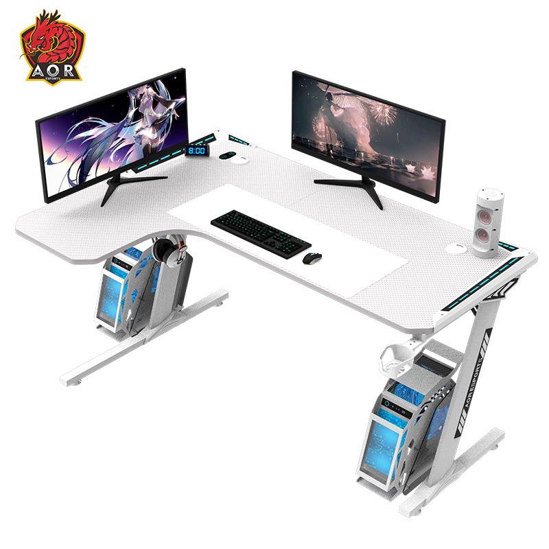 Игровой стол Aor Esports L-образной формы из экологически чистой ДСП с RGB подсветкой, 140/160 см L1-7